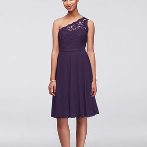 David's Bridal One Shoulder Lace Dress (F15711)
